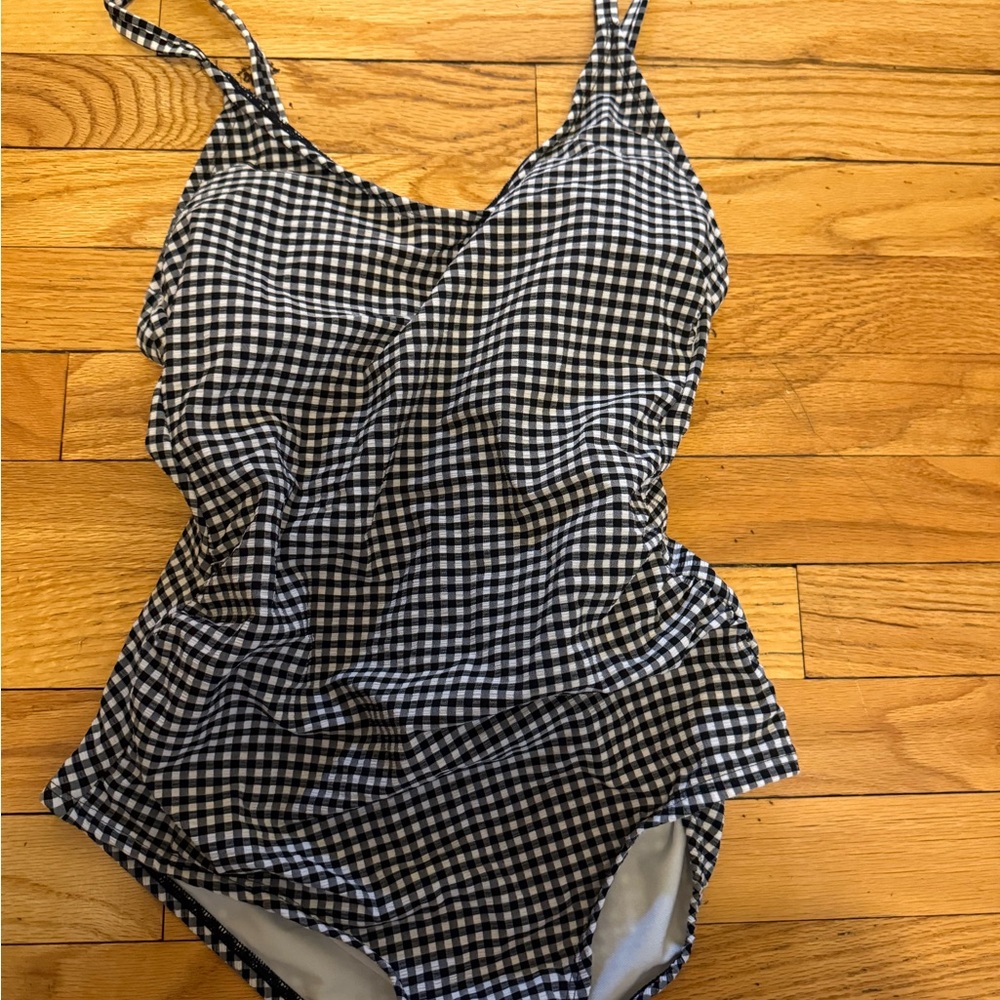 Kona Sol Black and White Gingham Swimsuit - Picture 2 of 4